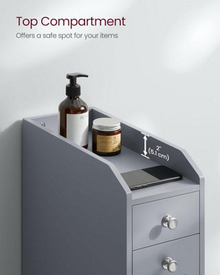 VASAGLE Small Bathroom Cabinet, Slim Bathroom Storage Unit, Organiser ...