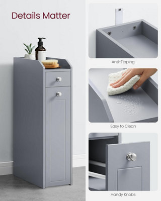 VASAGLE Small Bathroom Cabinet, Slim Bathroom Storage Unit, Organiser ...