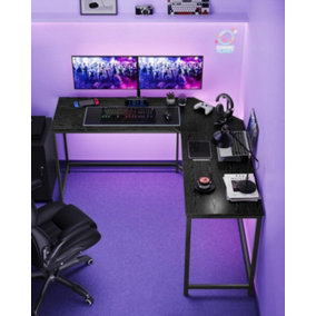 VASAGLE Spacious L-Shaped Desk, Gaming Desk, Corner Desk for Study, Table, Home Office, Space-Saving, Ebony Black & Ink Black
