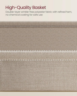 VASAGLE Square Storage Unit, Modern Bedside Table with Fabric Insert, Matte White and Camel Brown