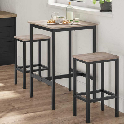 VASAGLE Square Tall Table, Heavy-Duty Steel Frame Kitchen Living Room, Industrial Style, Greige and Black - Stools Not Included
