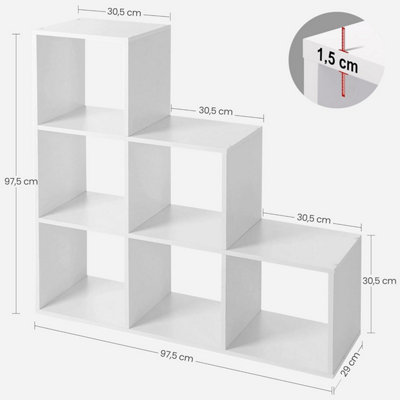 VASAGLE Stair Shelf, Bookcase, Step Shelf, Standing Shelf, 6 Cubes ...
