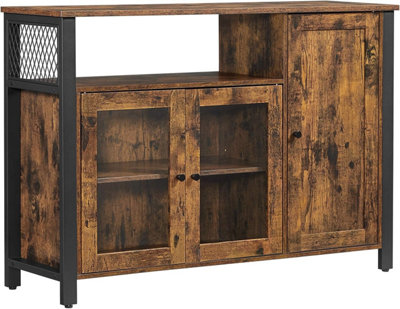 VASAGLE Storage Cabinet, Sideboard, Buffet Table with 3 Doors, for Dining Room, Living Room, Kitchen, 110 x 33 x 75 cm, Industrial
