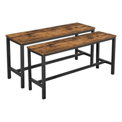 VASAGLE Table Benches, Set of 2, Industrial Style Indoor Benches, 108 x 32.5 x 50 cm, Durable Metal Frame (Table Not Included)