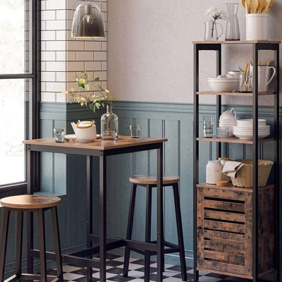 VASAGLE Table Square Tall Table Heavy-Duty Steel Frame, Easy Assembly Kitchen Living Room - Stools Not Included