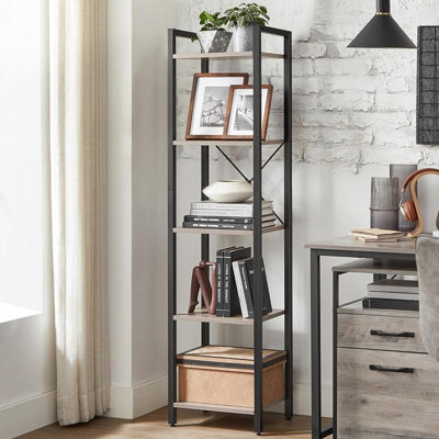 VASAGLE Tall Bookshelf, Industrial Storage Unit, Office Study Organizer ...