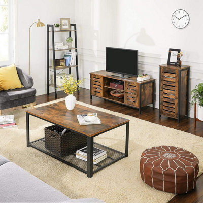 VASAGLE TV Stand, TV Console Unit with Shelves, Cabinet with Storage, Louvered Doors, for Living Room, Entertainment Room