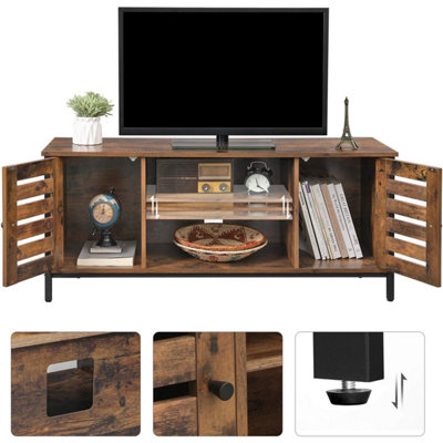 VASAGLE TV Stand, TV Console Unit with Shelves, Cabinet with Storage, Louvered Doors, for Living Room, Entertainment Room