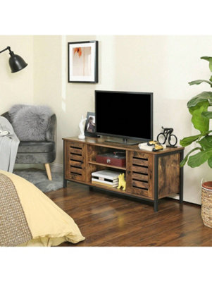 VASAGLE TV Stand TV Stand With Shelves And Storage Cupboards, Louvered ...