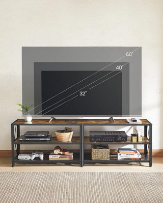 VASAGLE TV Stand TV Table for TV up to 70 Inches with Shelves Steel Frame Living