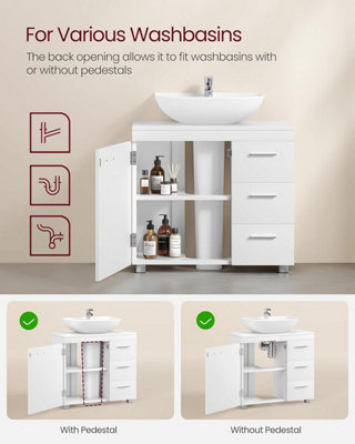 VASAGLE Under Sink Bathroom Cabinet, Storage Cabinet, with 3 Drawers, 2 ...