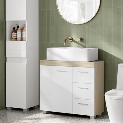 VASAGLE Under Sink Bathroom Cabinet, Storage Cabinet, with 3 Drawers ...