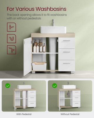 VASAGLE Under Sink Bathroom Cabinet, Storage Cabinet, with 3 Drawers ...