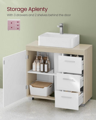 VASAGLE Under Sink Bathroom Cabinet, Storage Cabinet, with 3 Drawers ...