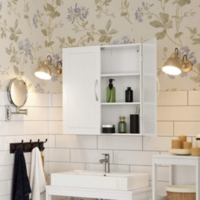 VASAGLE Wall Cabinet, Hanging Bathroom Storage Cabinet, Medicine Cupboard with Adjustable Shelves, Double Doors, 60 x 18 x 60 cm