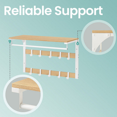 RIOMAX Over The Door Hook Rack - 7 Hooks, White, For Hanging Clothes, Towels, & More