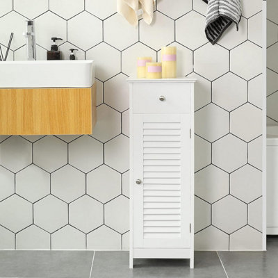 Vasagle bathroom storage floor cabinet free standing with double shutter door and adjustable shelf sale