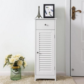 VASAGLE Wooden Bathroom Floor Cabinet Storage Organizer Set Free Standing Corner Unit with 1 drawer and 1 Cupboard Shutter Door