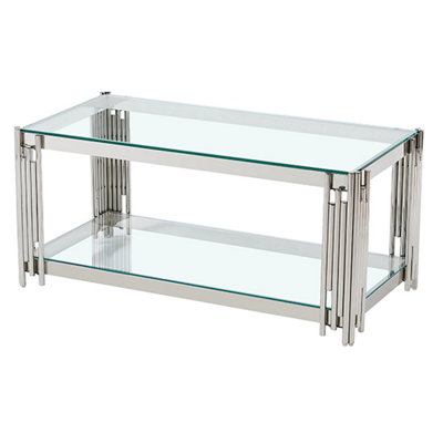Vasari Coffee Table Clear Glass Top Coffee Table for Living Room Centre Table Tea Table for Living Room Furniture Clear Glass