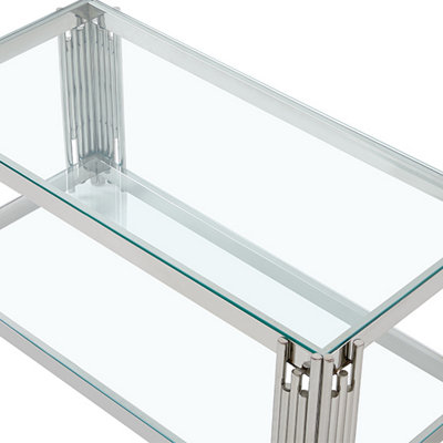 Vasari Coffee Table Clear Glass Top Coffee Table for Living Room Centre Table Tea Table for Living Room Furniture Clear Glass