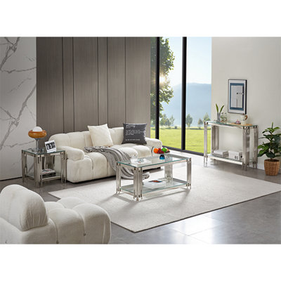 Vasari Coffee Table Clear Glass Top Coffee Table for Living Room Centre Table Tea Table for Living Room Furniture Clear Glass