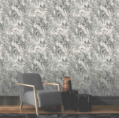 Vasari Serafina Marble Black/White/Grey Wallpaper