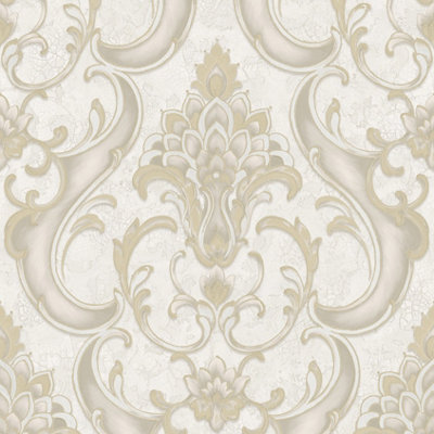 Vasari Sonata Damask Cream/Gold Wallpaper
