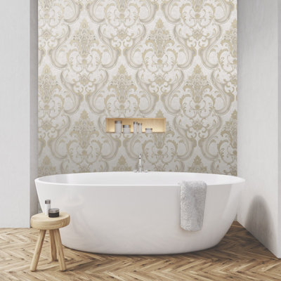 Vasari Sonata Damask Cream/Gold Wallpaper