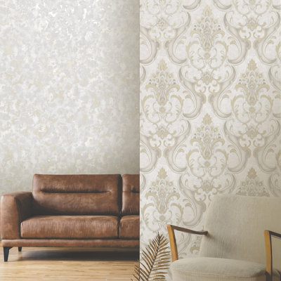 Vasari Sonata Damask Cream/Gold Wallpaper