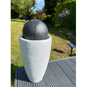 Vase Globe Water Feature with LED Lights -  Solar Panel 65x31x31