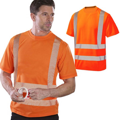 Vasego Hi Vis Safety Polo Shirt for Men, Short Sleeve, Reflective, EN20471 Class 2, High Visibility Workwear, Orange, XXL