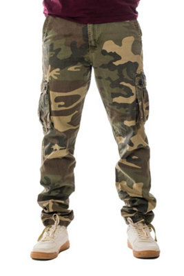 Vasego Men's Cargo Trousers Durable Work Pants for Men with 6 Pockets Work Camping Hiking Trousers Camoflauge, 28