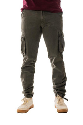 Vasego Men's Cargo Trousers Durable Work Pants for Men with 6 Pockets Work Camping Hiking Trousers Grey, 28