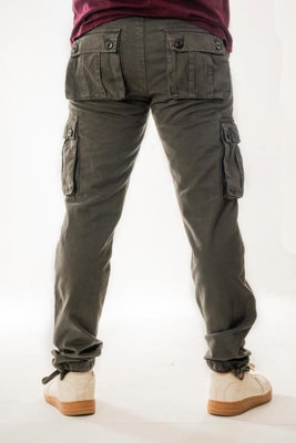 Vasego Men's Cargo Trousers Durable Work Pants for Men with 6 Pockets Work Camping Hiking Trousers Grey, 28