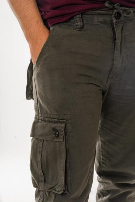 Vasego Men's Cargo Trousers Durable Work Pants for Men with 6 Pockets Work Camping Hiking Trousers Grey, 28