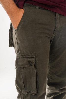 Vasego Men's Cargo Trousers Durable Work Pants for Men with 6 Pockets Work Camping Hiking Trousers Grey, 28