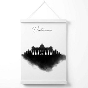 Vatican Watercolour Skyline City Poster with Hanger / 33cm / White