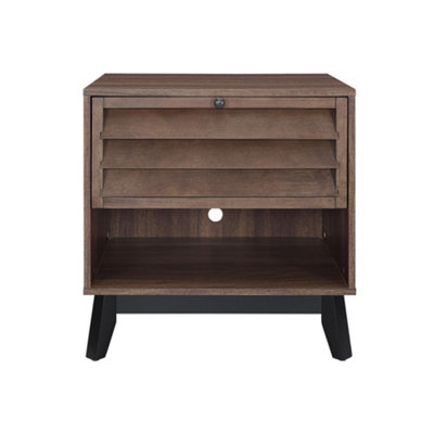 Vaughn Accent Side Table with Flip Down Door in Walnut