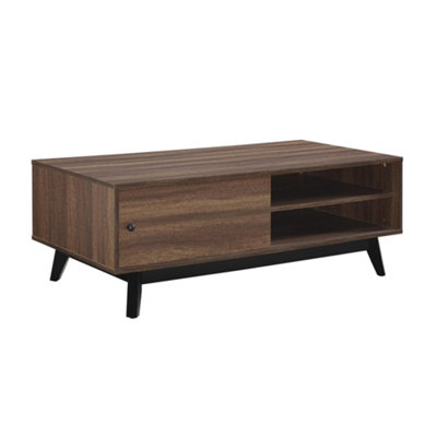 Vaughn Coffee Table with 2 Sliding Doors in Walnut