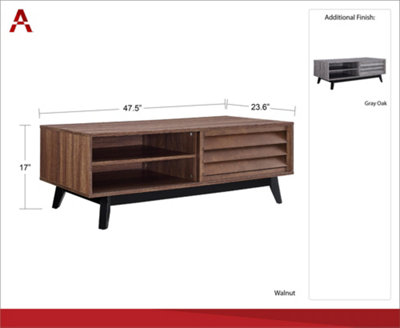 Vaughn Coffee Table with 2 Sliding Doors in Walnut