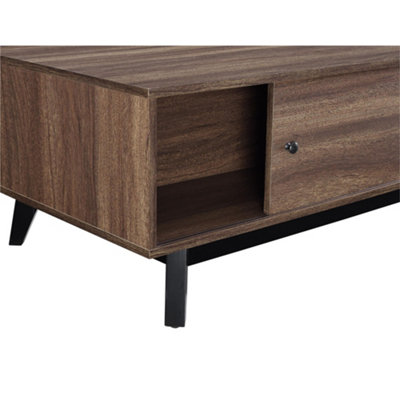 Vaughn Coffee Table with 2 Sliding Doors in Walnut