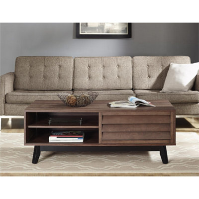 Vaughn Coffee Table with 2 Sliding Doors in Walnut