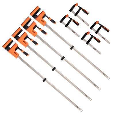 Vaunt 8 Piece Kit Clamp Set 1000mm Sliding Body Bar +200mm Cast Iron Screw Clamp