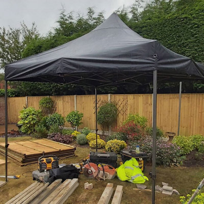 Vaunt Gazebo Heavy Duty Steel Black Outdoor Work Shelter 3m x 3m Tent V1903200 - 3