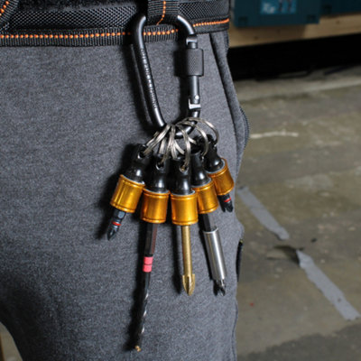 Vaunt Locking Carabiner + x5 Vaunt Keyring Hex Bit Holder Screwdriver Drill Bit