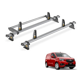 Vauxhall Combo 2 Bar Roof Rack + Ladder Roller for E 2018+ (With Rear Barn Doors) - Van Guard Trade