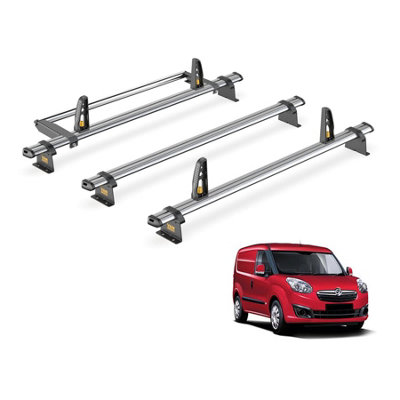 Vauxhall Combo 3 Bar Roof Rack + Ladder Roller for D 2012-2018 (Standard (H1) Roof with Rear Barn Doors) - Van Guard Trade