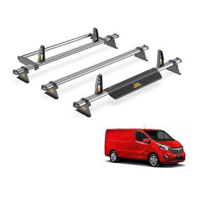 Vauxhall Vivaro 3 Bar Roof Rack + Ladder Roller for 2014-2019 (With Rear Tailgate Door) - Van Guard Trade