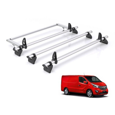 Vauxhall Vivaro Roof Rack For 2014-19 3x Bars + Roller Rhino Kamm Pro ...