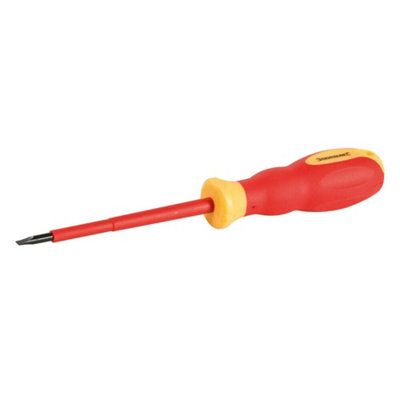 VDE 4mm x 100mm Electric Safe Slotted Screwdriver Electricians Rubber ...